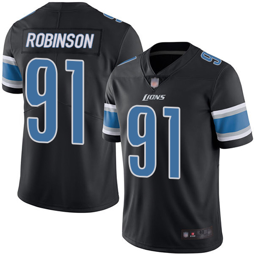 Detroit Lions Limited Black Men Ahawn Robinson Jersey NFL Football #91 Rush Vapor Untouchable